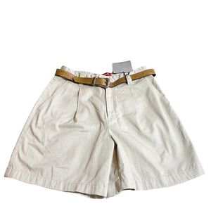 NEW Gloria Vanderbilt  Belted Womens Beige Cotton Shorts Size 6 RN89868.